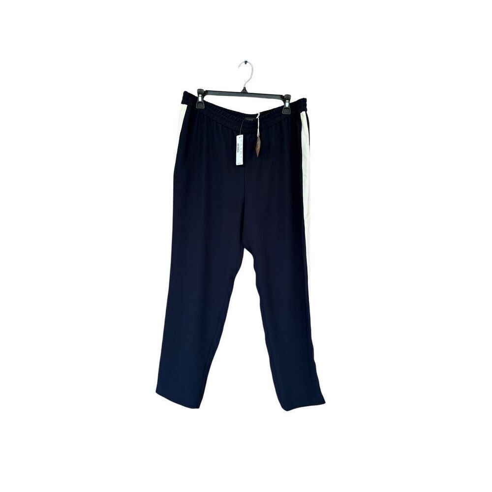 NWT J Crew Womens Navy Side Stripe Elastic Waist Pull-on Sweatpants Size 12